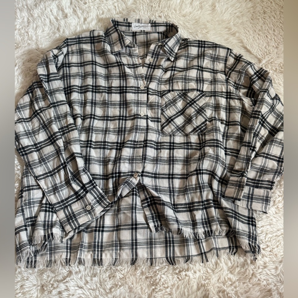 Carly Jean Los Angeles Black and White flannel Shirt